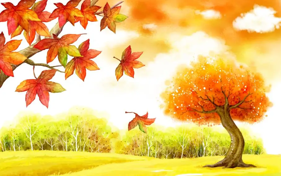 3D обои на заказ HD фото комната роспись маслом Осенний пейзаж дерево фотография ТВ