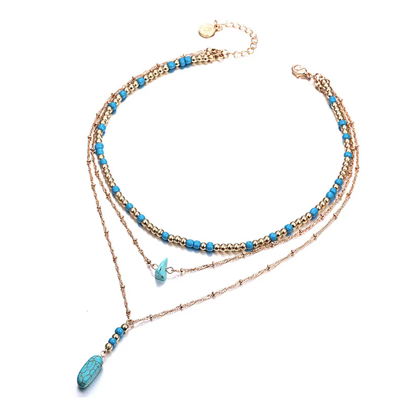 Многослойная цепочка ожерелье Женская одежда аксессуары на свитер прямые