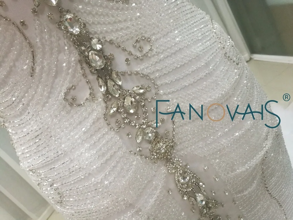 Роскошные сверкающие Русалка свадебные платья Кристалл топ с пером снизу vestido de