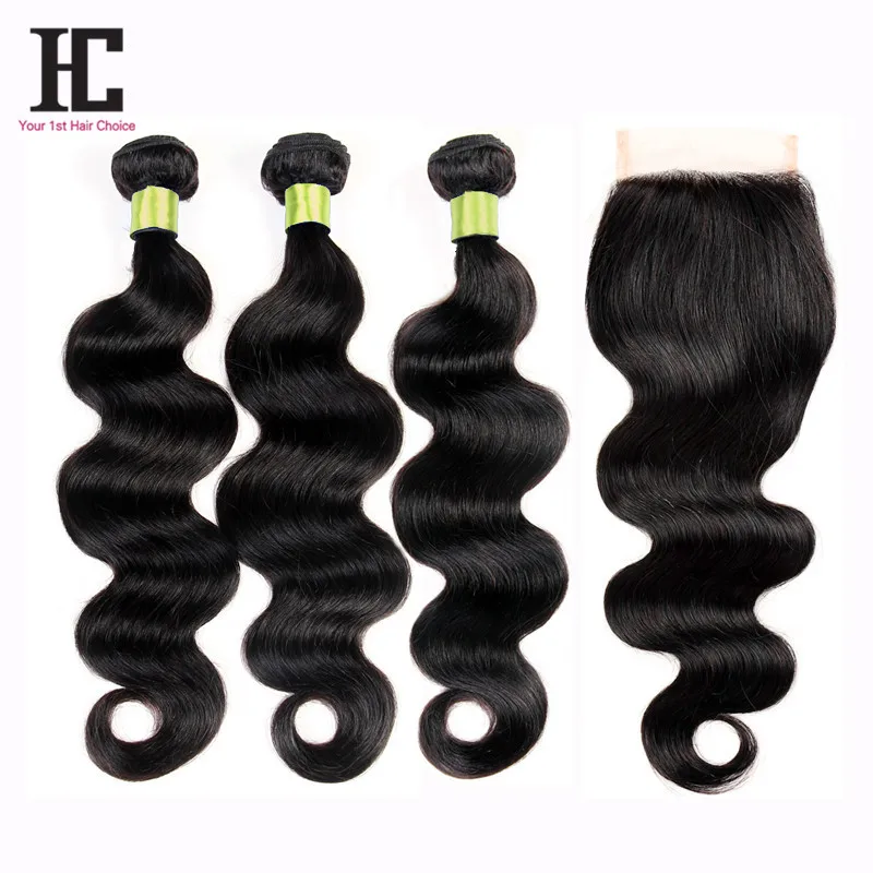 Малайзии объемная волна с закрытием 7а необработанные малайзии девы волос 3