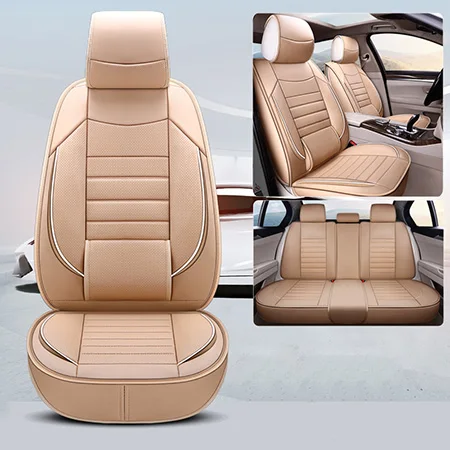 Beige Standard Высококачественные кожаные универсальные чехлы для автомобильных сидений для Kia Borrego cadenza carens карнавальный ceed cerato 2 forte - Название цвета: Beige Standard