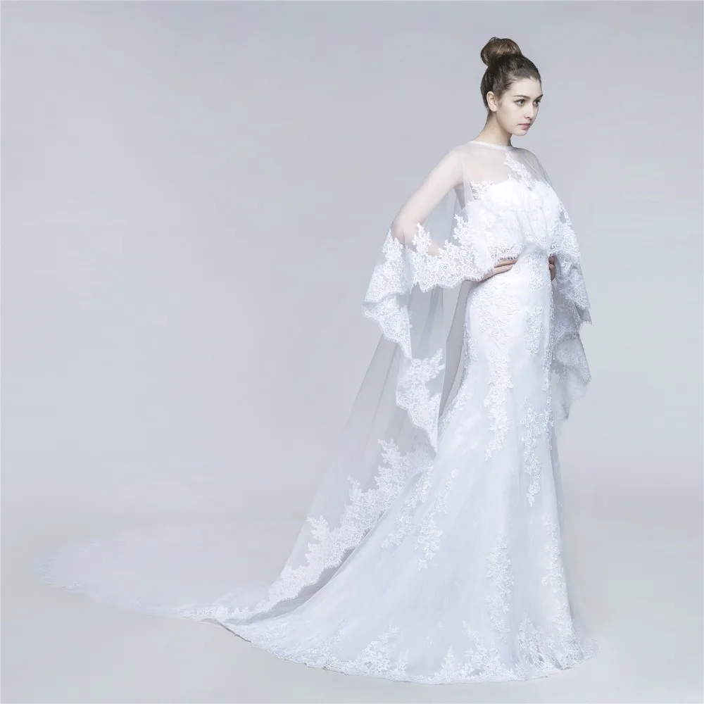 Элегантное кружевное свадебное платье с юбкой-годе и съемной накидкой | Свадьбы