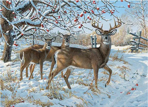 DIY 3D Алмазная мозаика лес река полная круглая вышивка крестиком олень квадратная