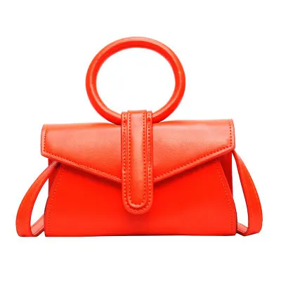 Fluorescent orange Fluorescent Color Envelope Bag For Ladies Retro High Quality Pu Leather Handbags Female Wome Elegant Korean Style Crossbody Bags - Цвет: Fluorescent orange