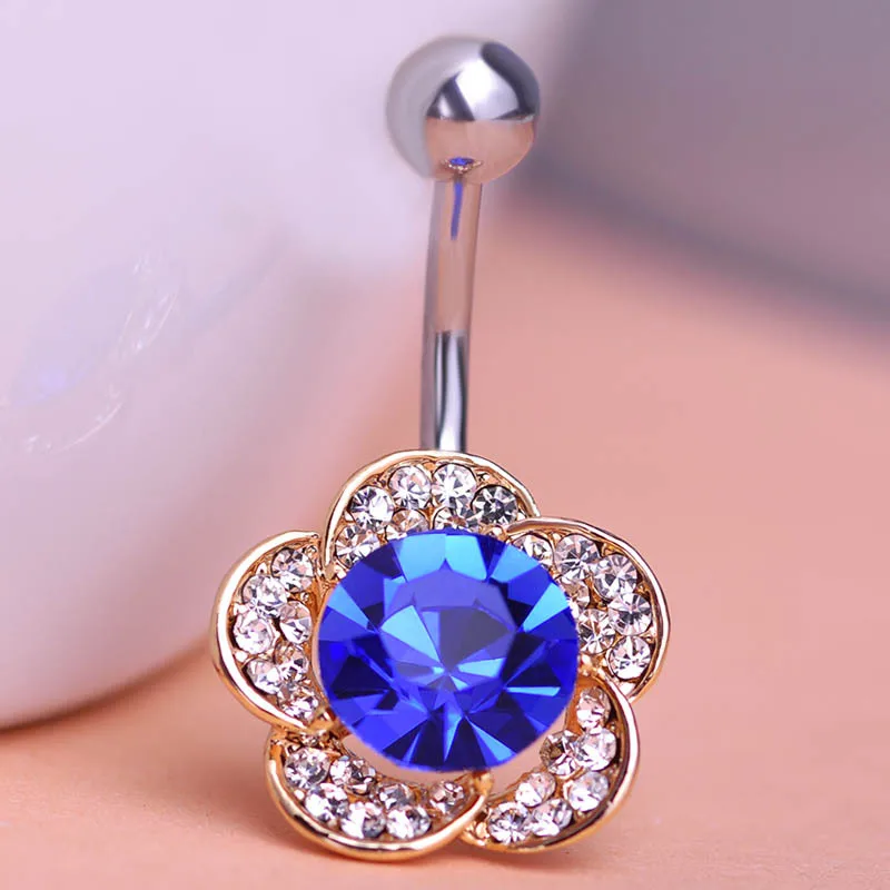 Оптовая Небольшой Австрийский хрусталь Цветы Женщины Тела Кнопка Ювелирные