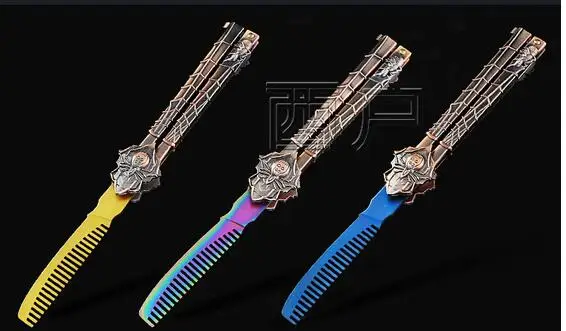 Cs go красочный тренировочный Металлический Гребень с бабочкой, нож для тренировок, Складной нож 440C, тактический карманный нож, EDC Мультитул