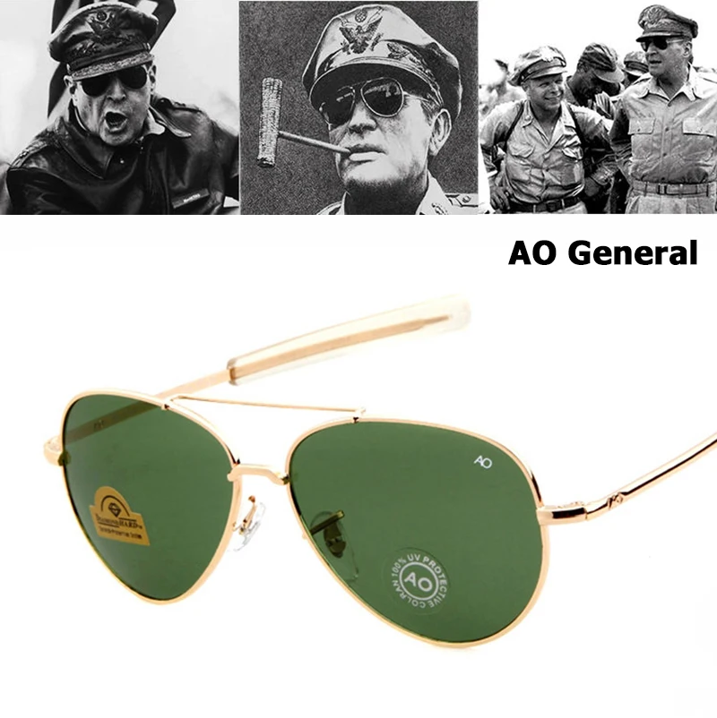 JackJad Army MILITARY MacArthur Aviation Style AO General Sunglasses American Optical Glass Lens Men Sun Glasses Oculos De Sol