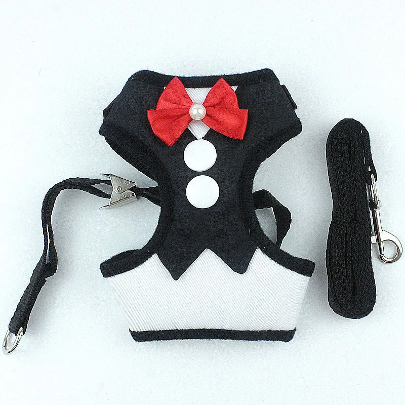 2019 New Pet Dog Harness Leash Set Clothes Vest for Small Medium Dogs Bow Tie Dress Plaid Puppy Chest Strap Products | Дом и сад