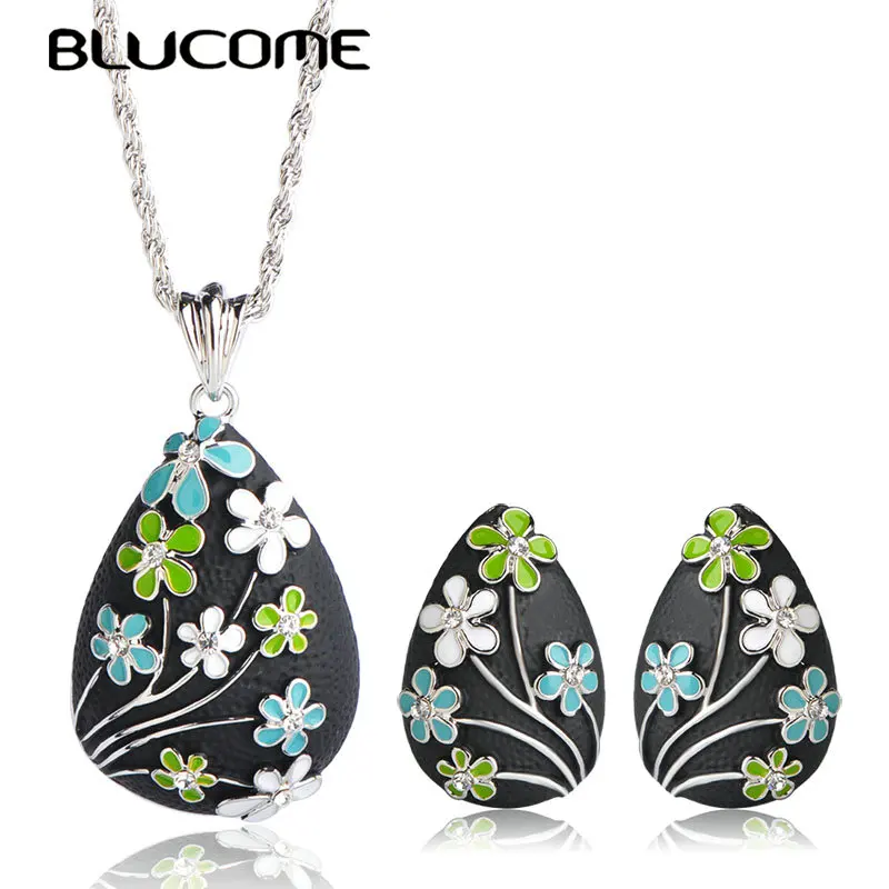 Женский винтажный комплект ювелирных изделий Blucome ожерелье с подвеской из эмали