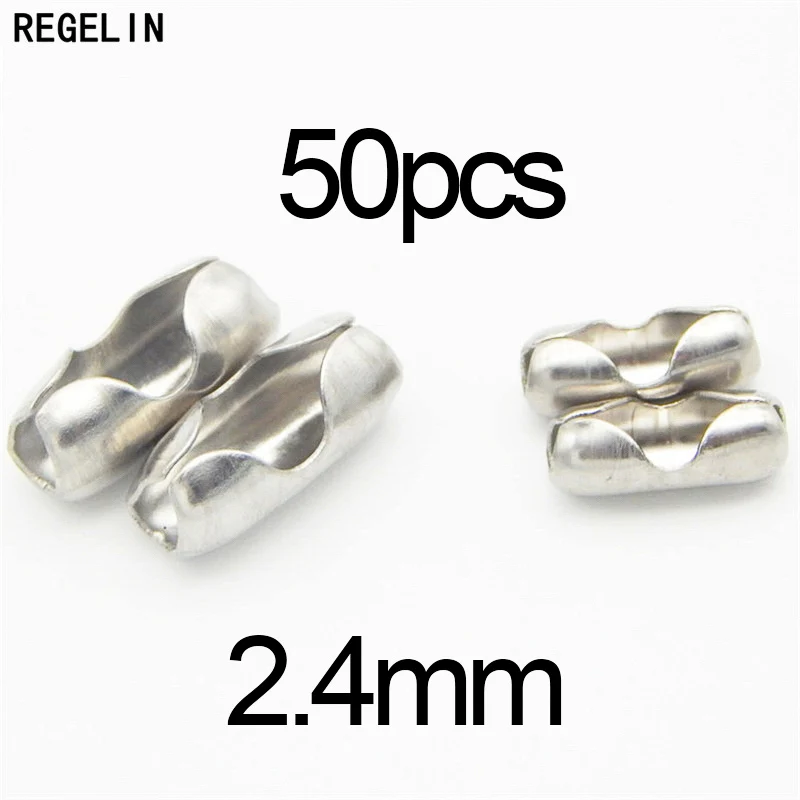 REGELIN 10 м/диаметр рулона 1,5 мм 2 мм 2,4 мм бисерный шар из нержавеющей стали цепи оптом ювелирные цепочки для изготовление ювелирных ожерелий поставки - Цвет: 2.4mm  Connectors