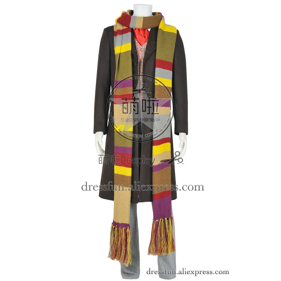 Костюм пекаря Who Is The Doctor Cosplay 4 Tom комплект одежды с шарфом плащ-Тренч мужской жилет