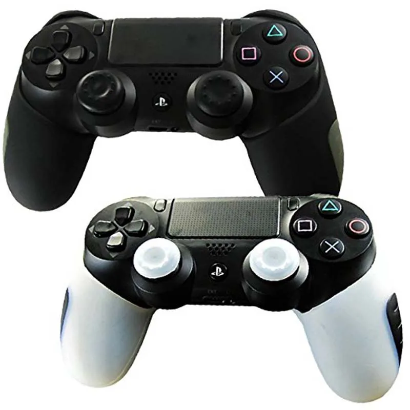 for Playstation Dualshock 4 PS4 PRO Slim Controller Silicone Thicker Half Skin Case + 2 Thumb Stick Grip Caps | Электроника