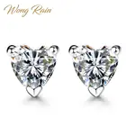 Серьги-гвоздики Wong Rain из серебра 100% пробы с белым топазом, для свадьбы, помолвки, сердца