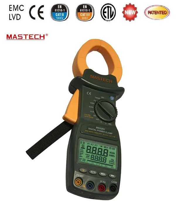 MASTECH ms2201 цифровой клещи Авто Диапазон True RMS Active/полная/реактивной мультиметр