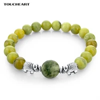 toucheart love natural stone beads bracelets bangles for women men silver color elephant green jewelry bracelets sbr150264