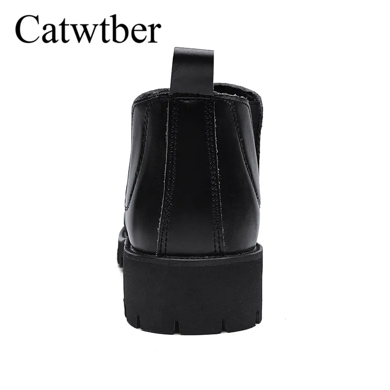 Catwtber 2018 Новый Мужские ботинки кожа Открытый Зимние модные теплые Мужская обувь
