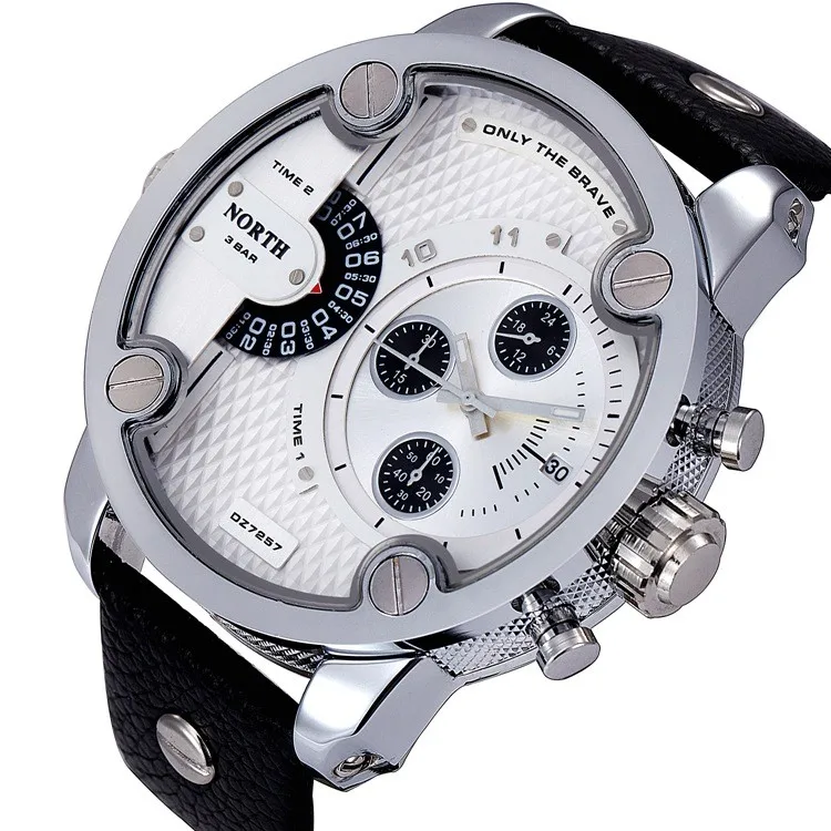 Часы класса люкс от года North Watches, спортивные мужские часы с кожаным ремешком, водонепроницаемые на глубине 30м, мужские и женские кварцевые часы Relogios Masculino