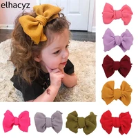 trendy 4 5 waffle fabric hair bow clip for girls soft solid elastic bow barrettes hairgrip kids hair accessories hairpins 2021