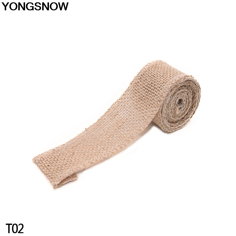 T02 4CM 2/5 ярдов 3-30 см Натуральный Джут Мешковина Hessian рулоны деревенский винтаж ленты Свадебная вечеринка Декор DIY Ремесло Подарочная упаковка Рождественский орнамент - Цвет: T02 4CM
