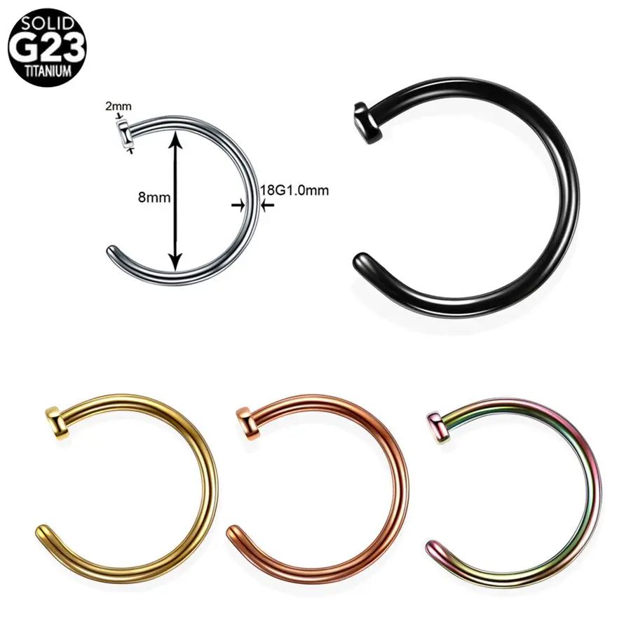 5PCS Titanium Labret Helix Tragus Piercing Fake Clip on Nose Stud Rings Nostril Earring Cartilage Septum Rings Piercing Jewelry - Metal color: Style3 1x8x2mm