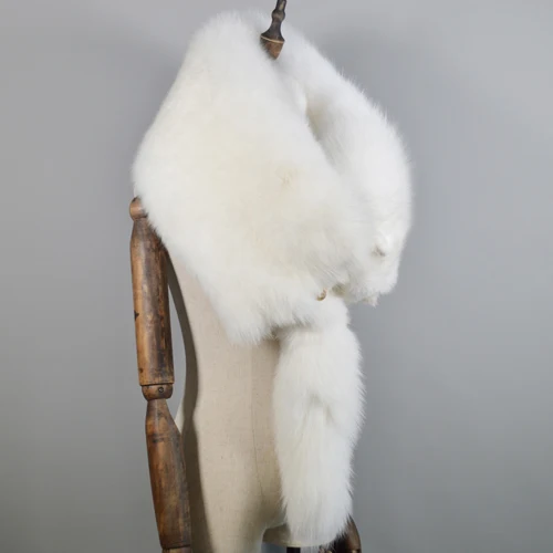 white fox fur Роскошный натуральный Лисий мех женские зимние шарфы настоящий натуральный цельный лисий мех воротник теплый мягкий модный натуральный Лисий мех шарф - Цвет: white fox fur