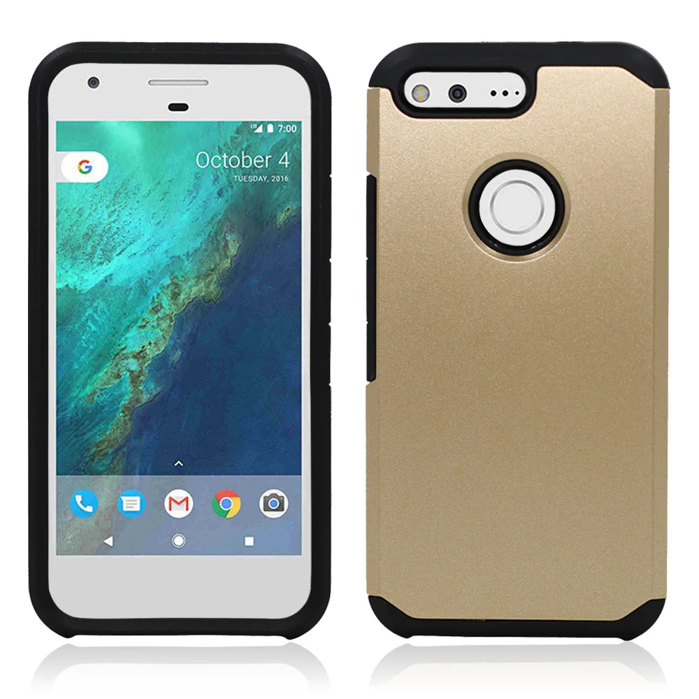 Роскошный двойной слой ТПУ + ПК тонкий гибридный противоударный чехол для Google Pixel
