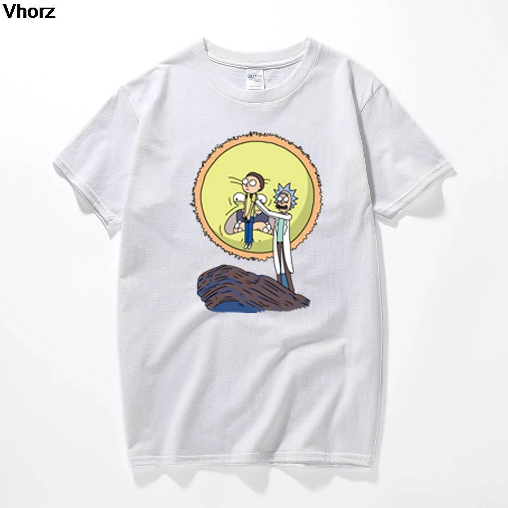 white Новая модная футболка с изображением Рика и Морти, новая летняя футболка с забавным мультяшным принтом, Мужская брендовая одежда с коротким рукавом, футболка - Цвет: white