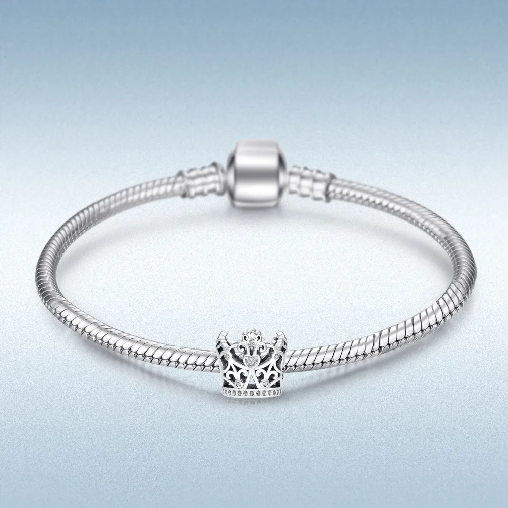Jewelrypalace стерлингового серебра 925 рубка Корона ажурные Бусины Fit Браслеты подарки