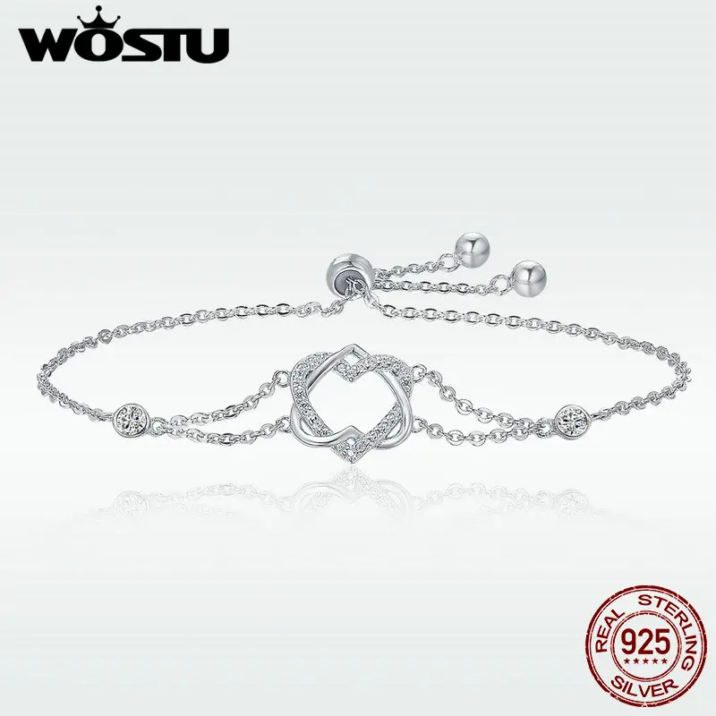 WOSTU/Лидер продаж Роскошный 100% Стерлинговое Серебро 925 пробы браслет в форме