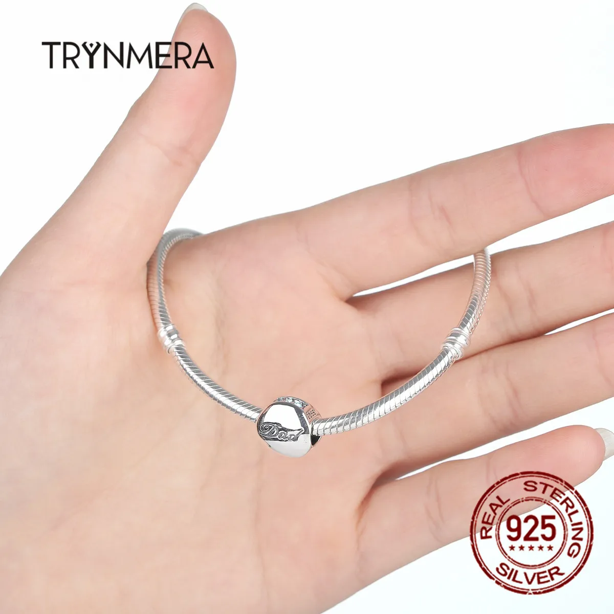 

Trynmera Genuine 925 Sterling Silver Blue Crystals Dad Charm Fit Bracelets Bangles pendants jewelry making TB028