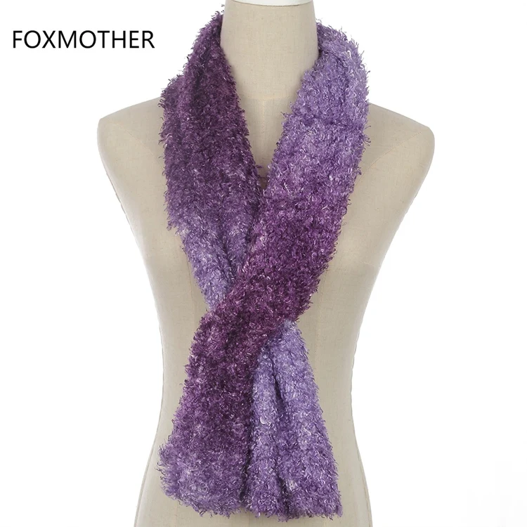 Лаванда FOXMOTHER новая зимняя мода мягкий серый кофе красный искусственный флис шеи теплый воротник шарф для женщин - Цвет: Лаванда