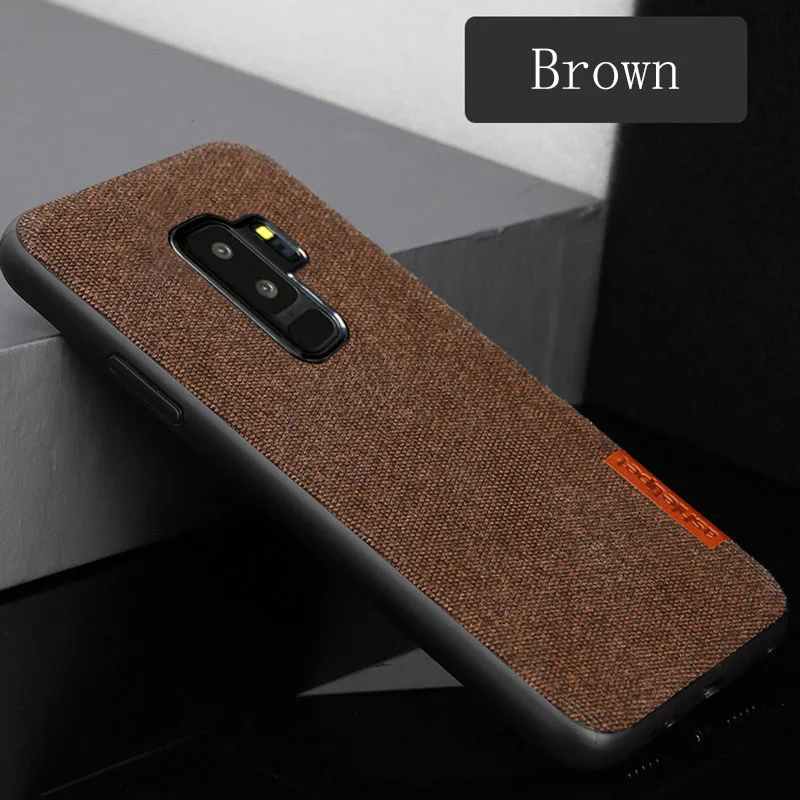 brown Ультратонкий тканевый силиконовый чехол для samsung Galaxy S9, S8, note 10, A70, A50, A8, Мягкий защитный чехол с текстурой ткани - Цвет: brown