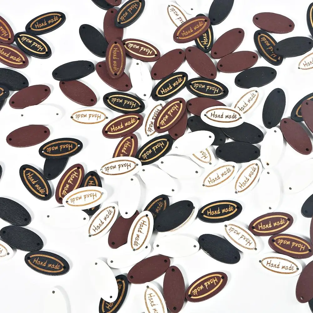 Деревянные пуговицы ручная работа 50 шт./лот 4 размера бирки деревянные Швейные