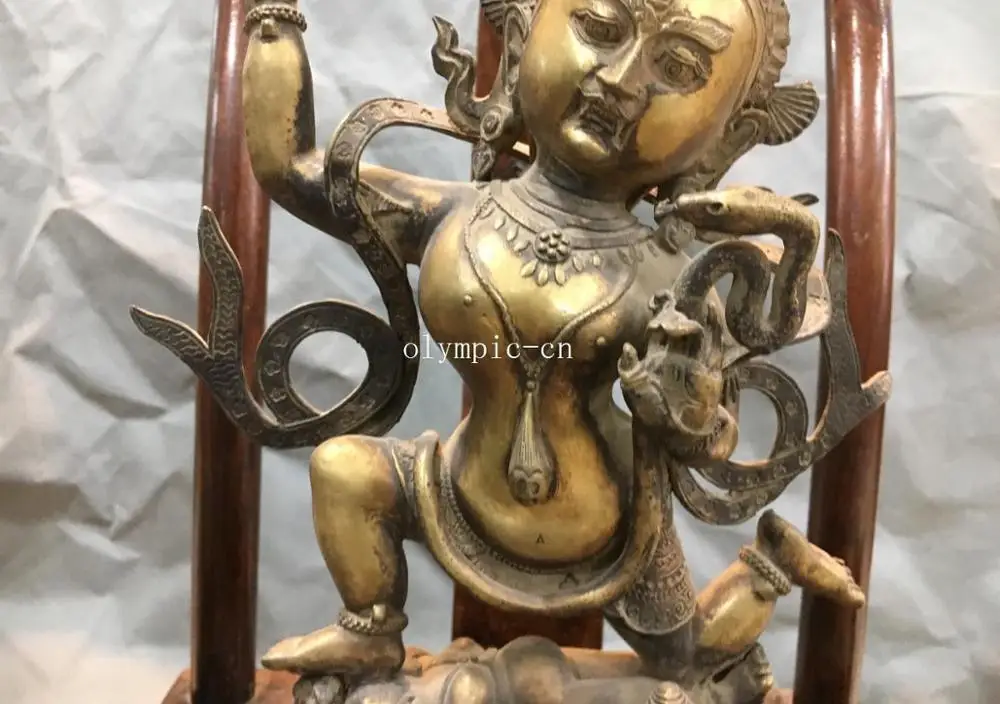 12 ''Чистый медный резной Тибетский буддизм Мандала васудхара держать меч