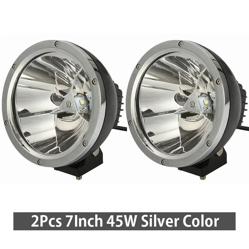 Silver x2 XuanBa 2 шт. " дюймов 45 Вт круглый точечная Светодиодная рабочая лампа 12В для ближнего и дальнего света 4х4 внедорожный Лодка для грузовиков, внедорожников, квадроциклов, наводненных головной светильник вождения светильник s 24V противотуманная фара - Цвет: Silver x2