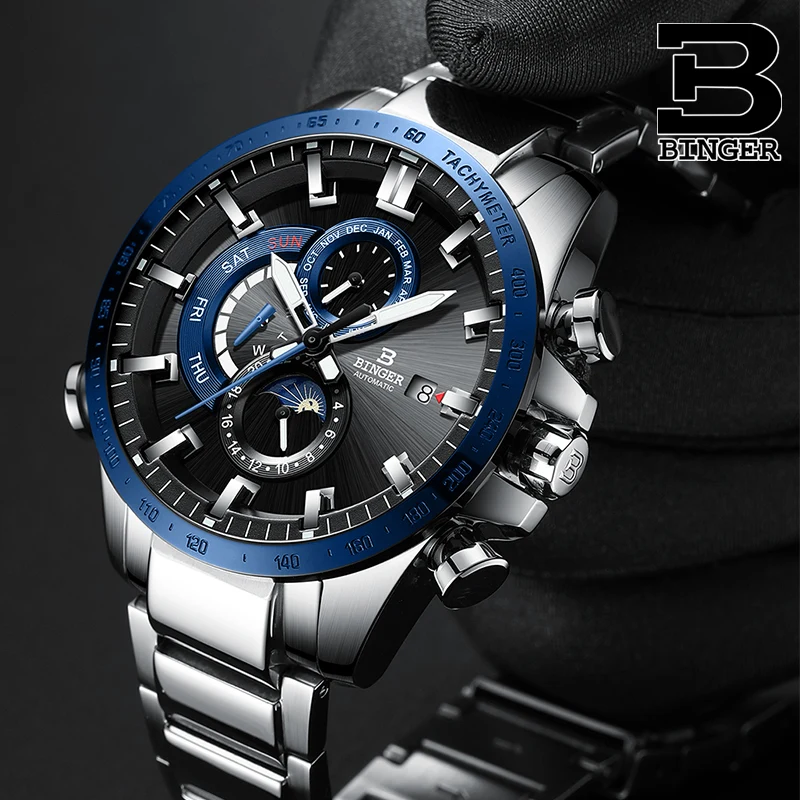 BINGER новые мужские спортивные автоматические механические часы