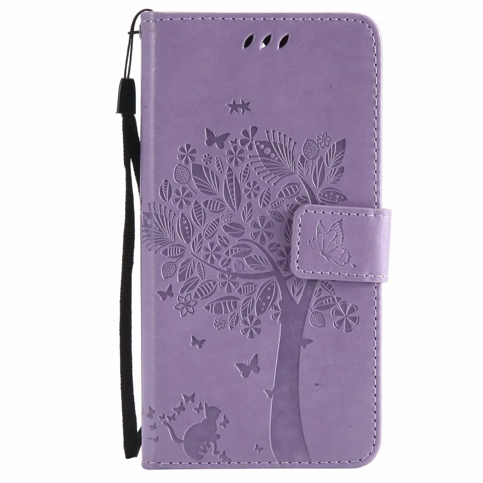 Light Purple Флип-Чехлы, кожаный чехол для LG Nexus 5X Leon Spirit V30 V20 V10 Stylus 2 3 Plus LS770 LS775 K3 K10 дерево кошка тиснение P06Z - Цвет: Light Purple