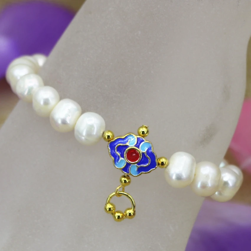 Оригинальный дизайн белые натуральные жемчужные бусины 9 10 мм браслеты и браслет