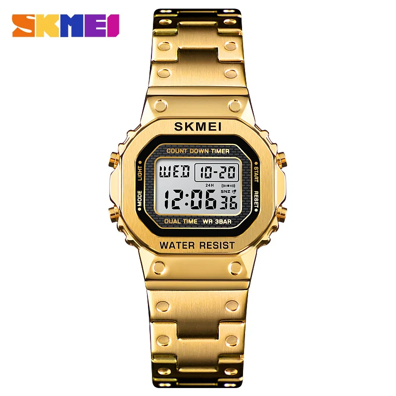 SKMEI 1433 Sport Watch Ladies Digital Led Alarm Clock Luxury Stainless Steel Waterproof Chronograph Women Wristwatch reloj mujer | Наручные