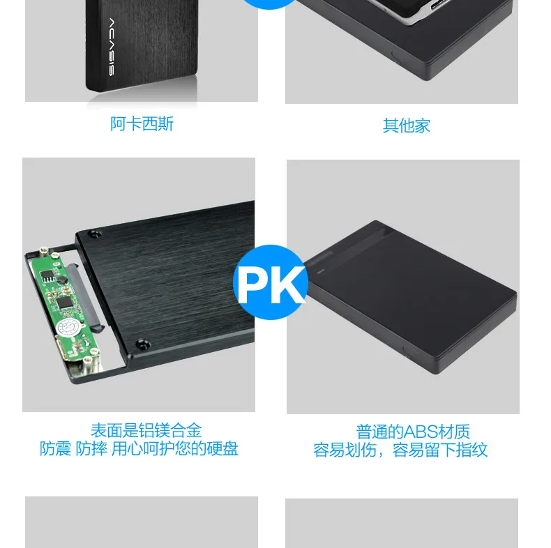 Чехол для ноутбука ACASIS USB3.0 5 Гбит/с из алюминиевого сплава с интерфейсом SATA и кабелем 2,5 дюйма, коробка для внешнего жесткого диска