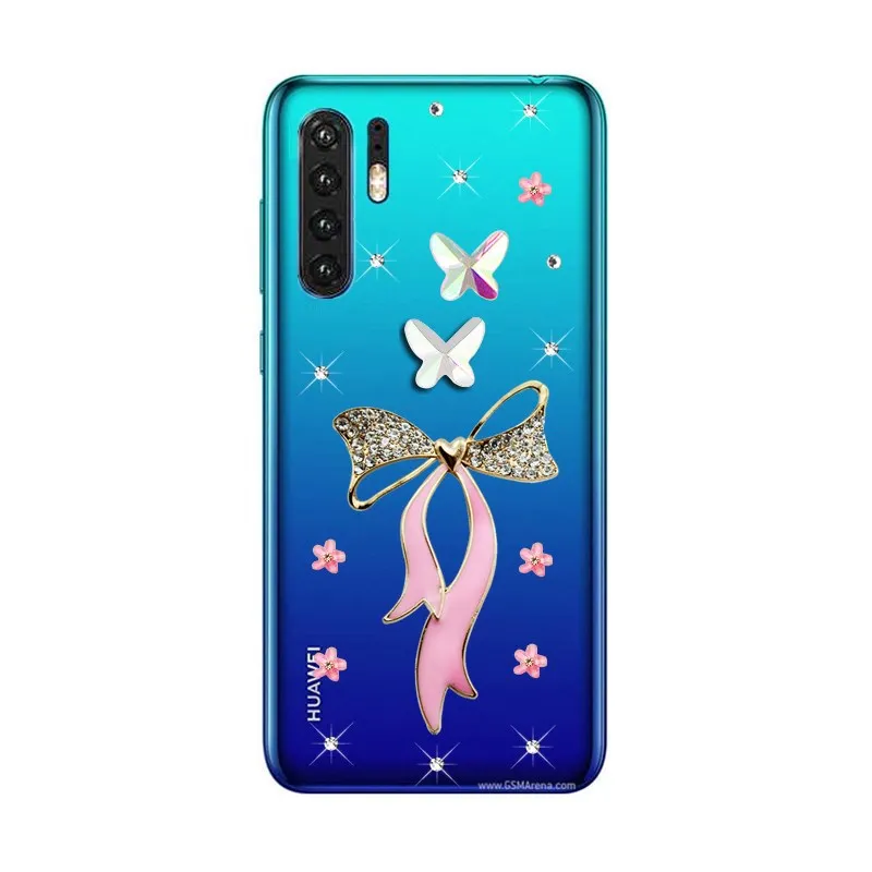 Для Huawei P30 противоударный lite чехол из прозрачного силикона Бабочка Цветы задняя