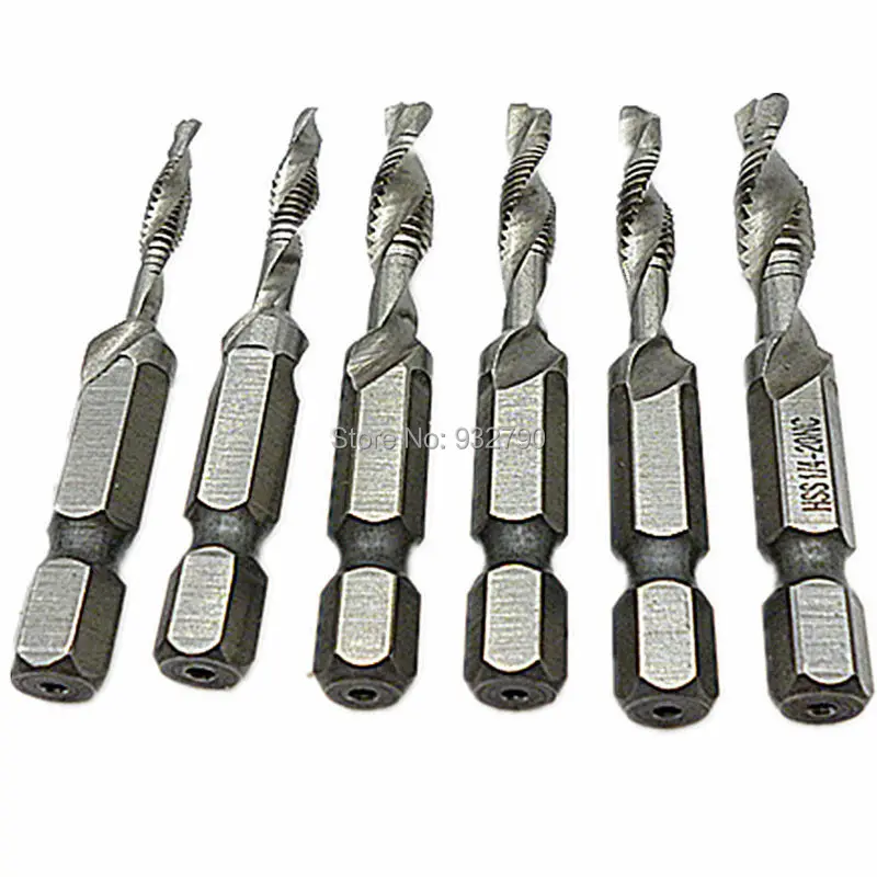 6pcs SAE Drill Tap Countersink Set Combination Deburr Bit 1/4&quot Quick Change Hex Kit Tapping Deburring Bits | Инструменты