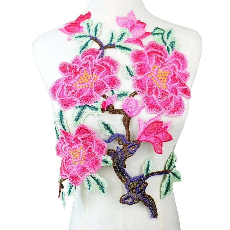 Розовый цветок кружева декольте Воротник ткань платье аппликация мотив блузка