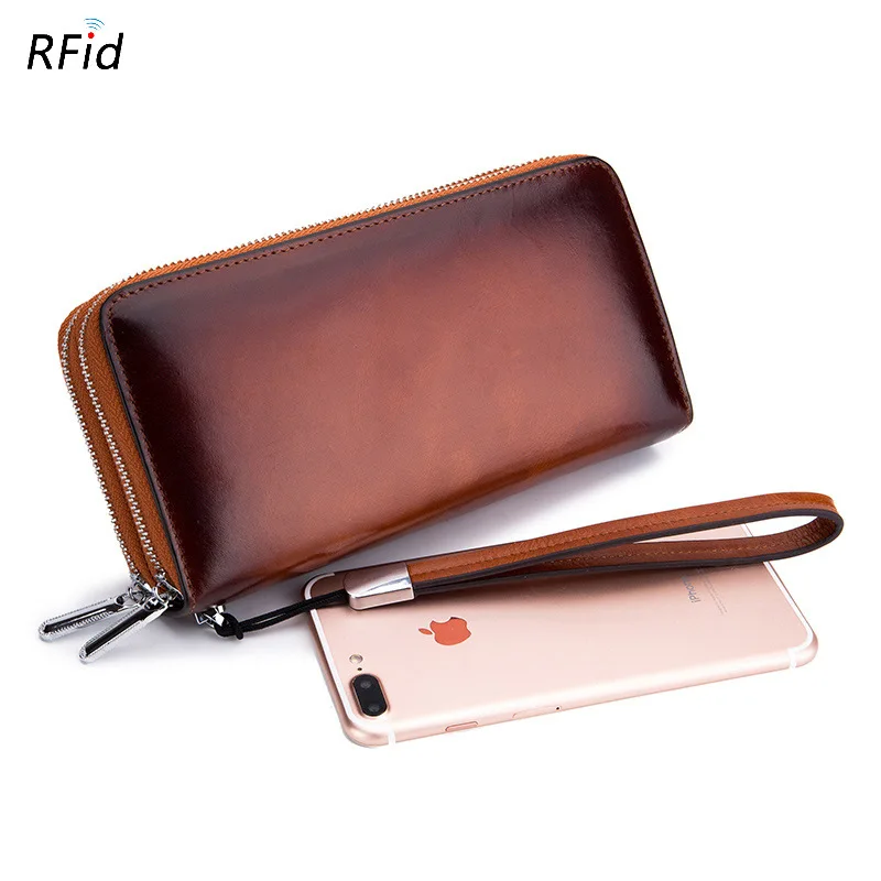 Модный кошелек из натуральной кожи для женщин Женский RFID крепление фиксатора кошельки дорожный с молнией Женский кошелек женский держатель карты клатч