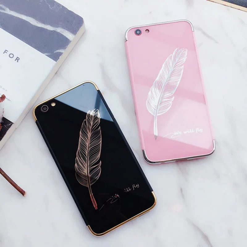 Kobee гусиное перо зеркало Coque для iPhone 7 крышка роскошный мягкий силиконовый чехол 6 S