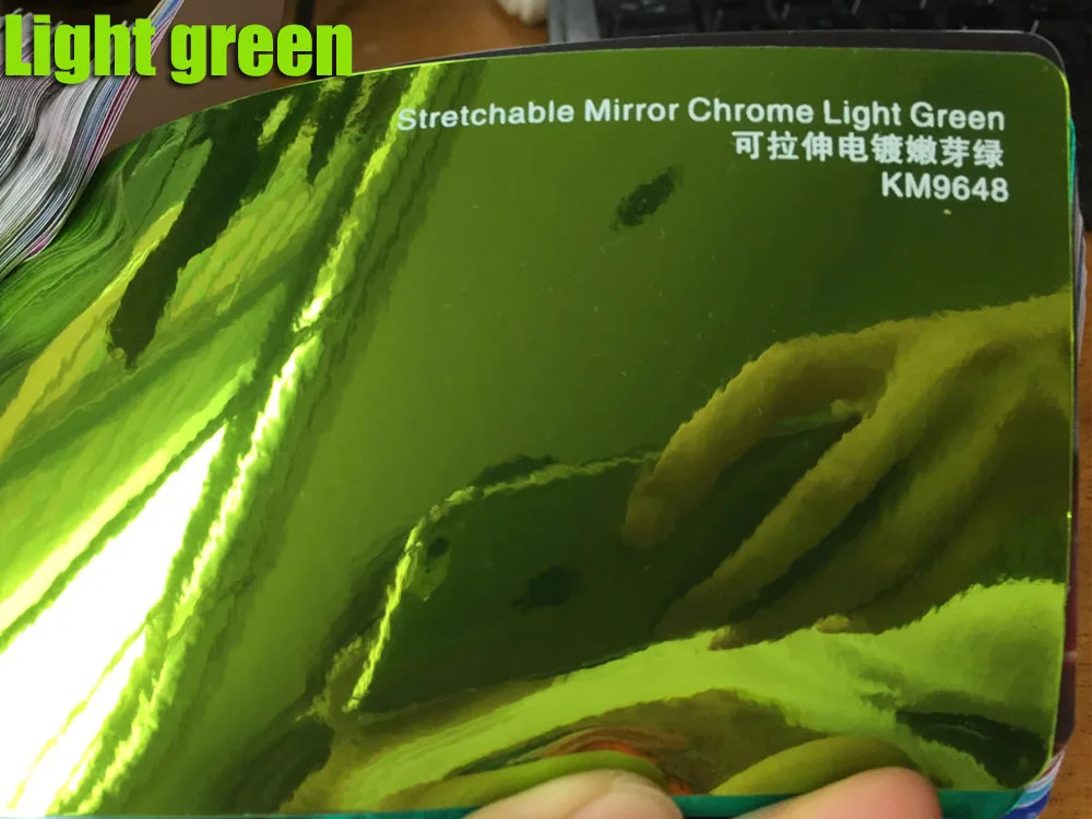 Light green Высокое качество растягивается серебро хром зеркало виниловой пленки Серебристый Хром виниловые наклейки автомобиля - Название цвета: Light green