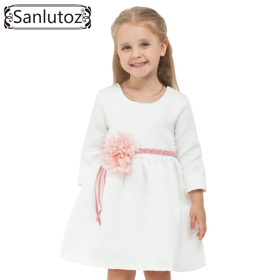 Коллекция 2016 г. одежда для детей зимнее детское платье (с поясом) цветочная