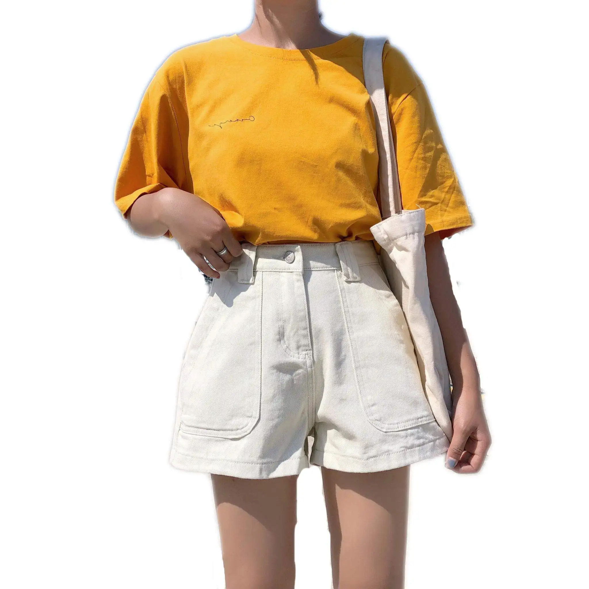 Новинка лета 2019 Свободные корейские шорты с высокой талией модные джинсы