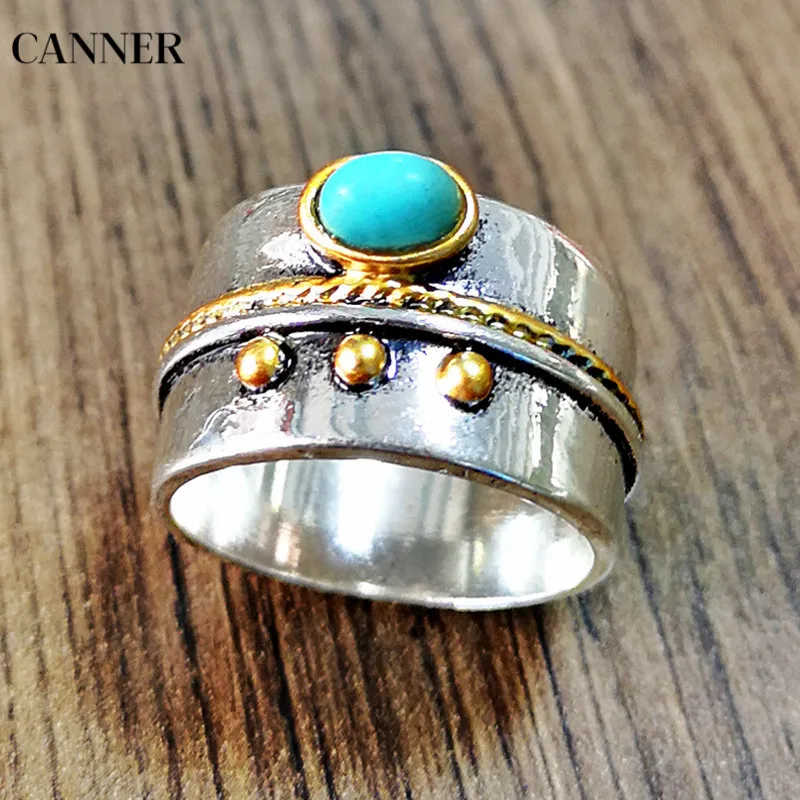 Кольцо Canner винтажное мужское классическое зеленое с бисером на палец в стиле