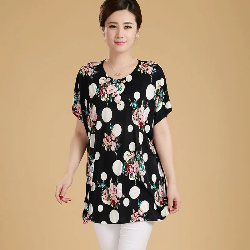 26 XL-5XL, Женские Летние Стильные повседневные блузки, одежда Flor, большие размеры, короткий рукав, Цветочные блузки, рубашки, женские топы, РОССИЯ 56 - Цвет: 26